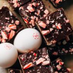 scattered slices of peppermint brownies