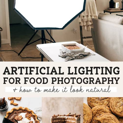 artificial lighting for food photography pinterest graphic