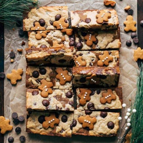 the top view of sliced gingerbread cookie bars