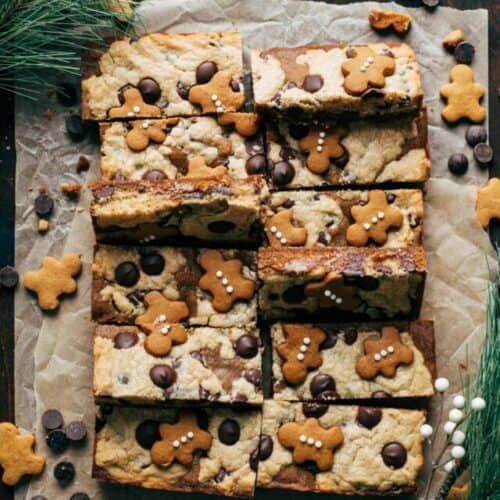the top view of sliced gingerbread cookie bars