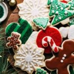 close up on the tops of decorated sugar cookies