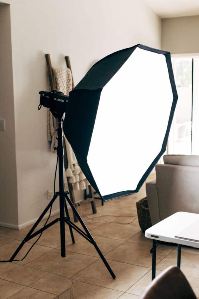 a large softbox on an LED light