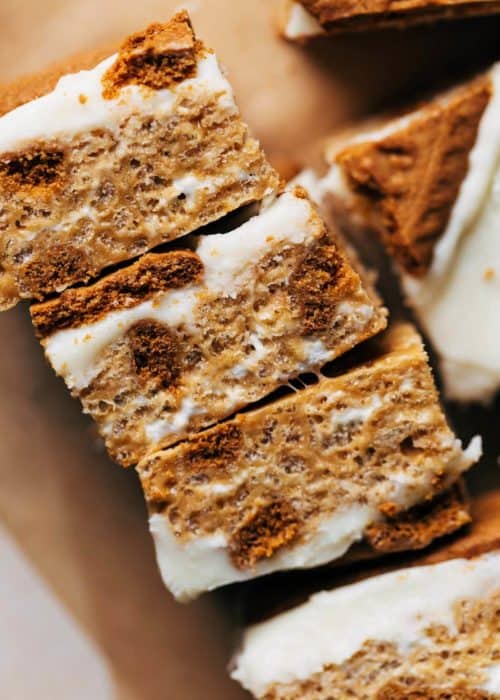 close up on the texture of cookie butter bars