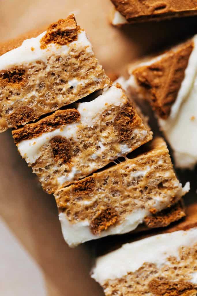 close up on the texture of cookie butter bars