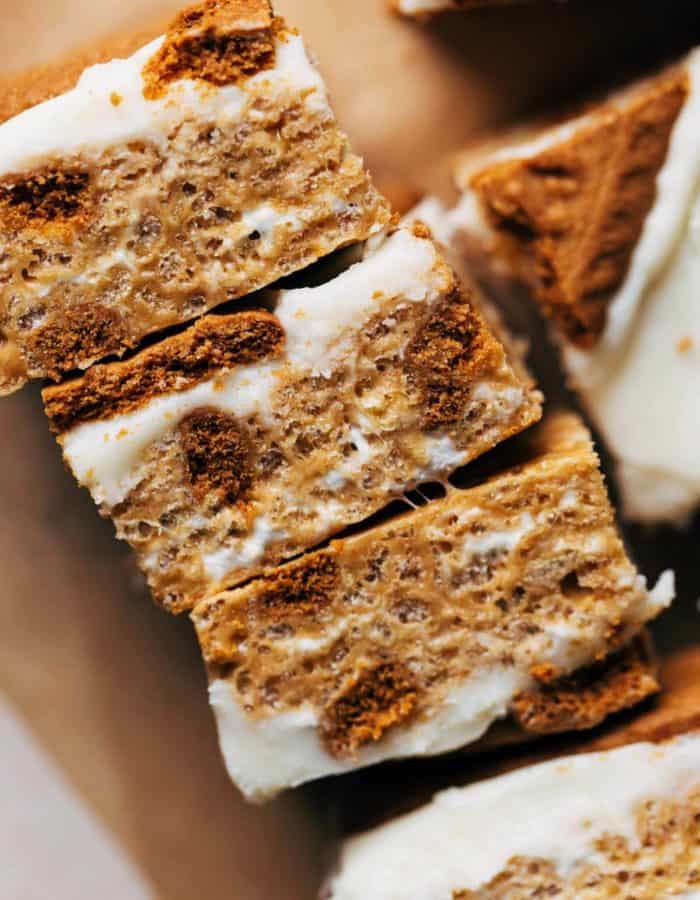 close up on the texture of cookie butter bars