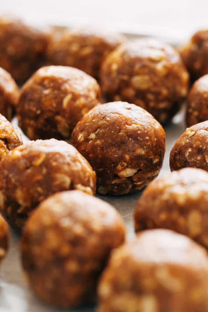 close up on rolled energy balls