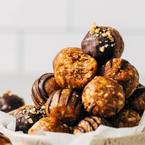 a stack of peanut butter energy balls