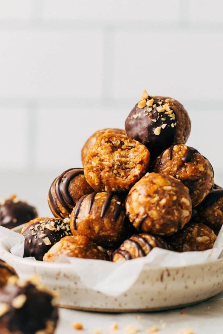 a stack of peanut butter energy balls