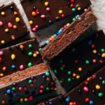 close up on the top view of scattered homemade cosmic brownie slices