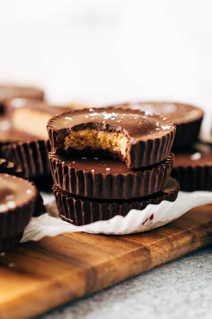 a stack of three peanut butter cups