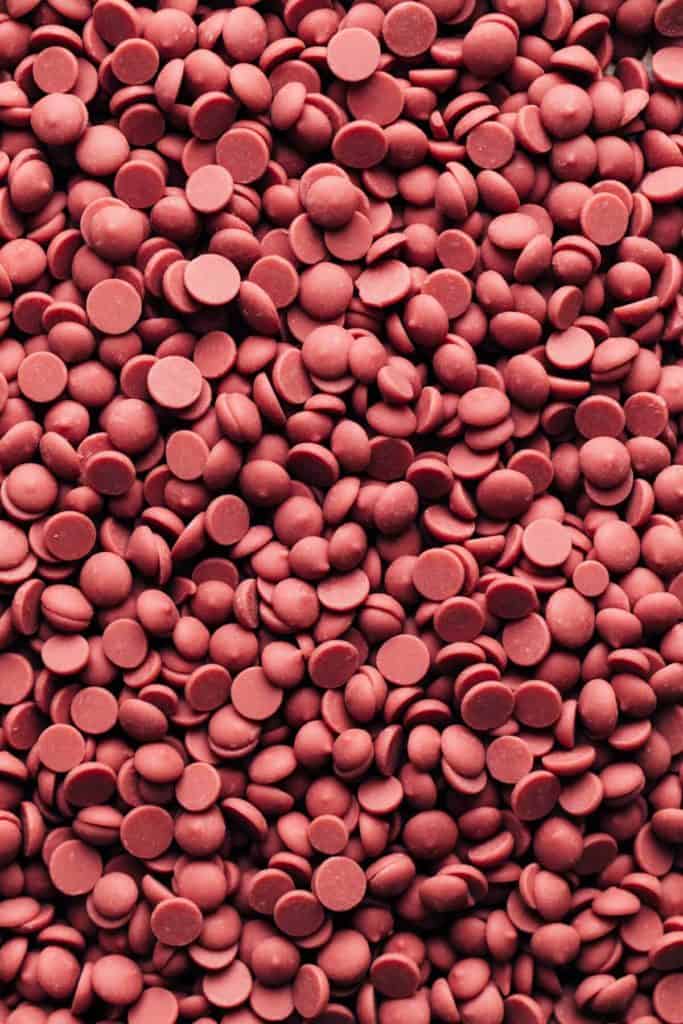 close up on pink ruby chocolate chips