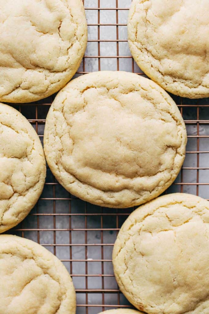 large sugar cookies on a cooling rack