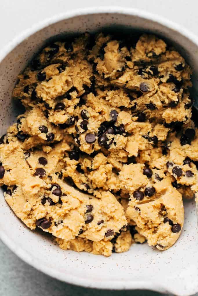 a bowl of healthy cookie dough