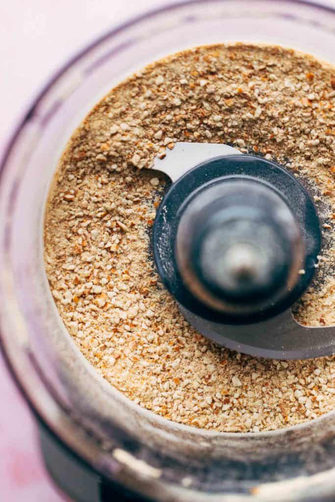 ground pretzels in a food processor