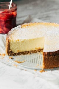 inside a sliced cheesecake