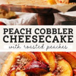 peach cobbler cheesecake pinterest graphic