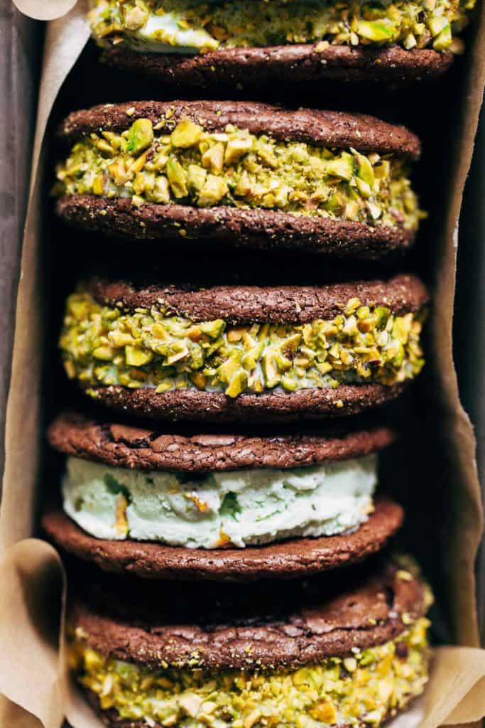 Brownie Cookie Pistachio Ice Cream Sandwiches - Butternut Bakery