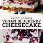 vegan blueberry cheesecake pinterest graphic