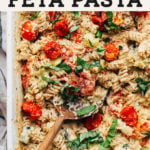 vegan baked feta pasta pinterest graphic