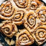 maple cinnamon rolls close up