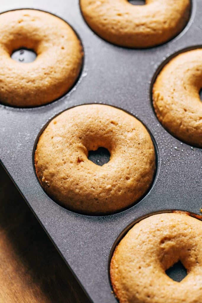 apple cider donut baked in a baking pan