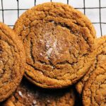 close up on the top of a chewy spice cookie