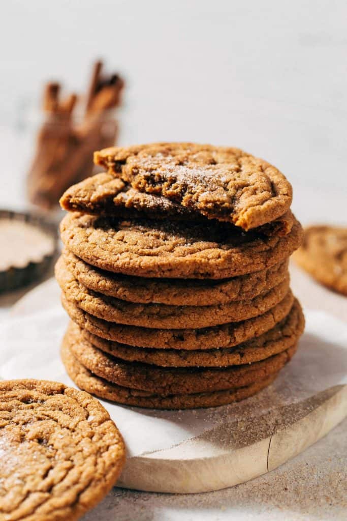 a stack of chewy spice cookies