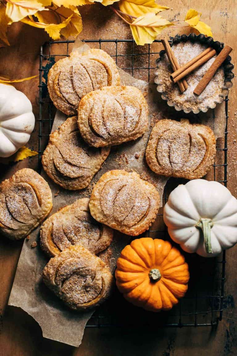 mini pumpkin pies on a cooling rack