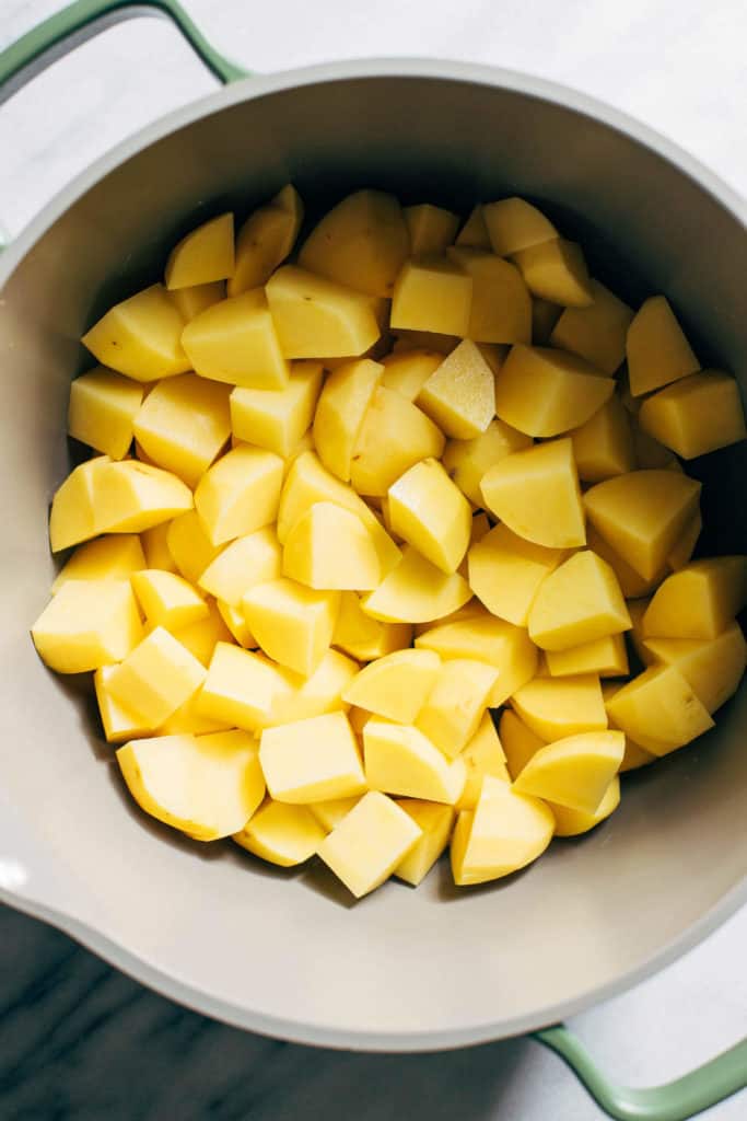 chopped potatoes in a pot