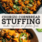 chorizo cornbread stuffing pinterest graphic