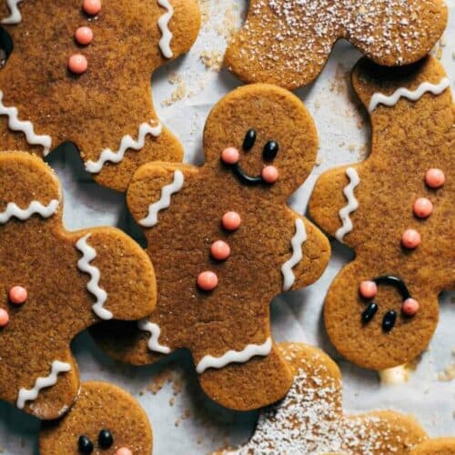 gingerbread cookies on parchment paper