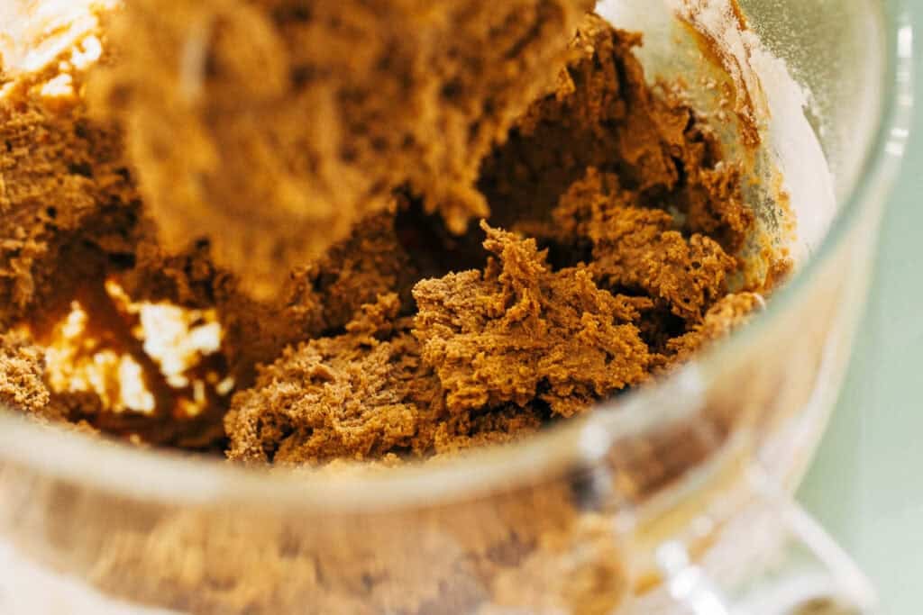 a bowl of sticky gingerbread cookie dough