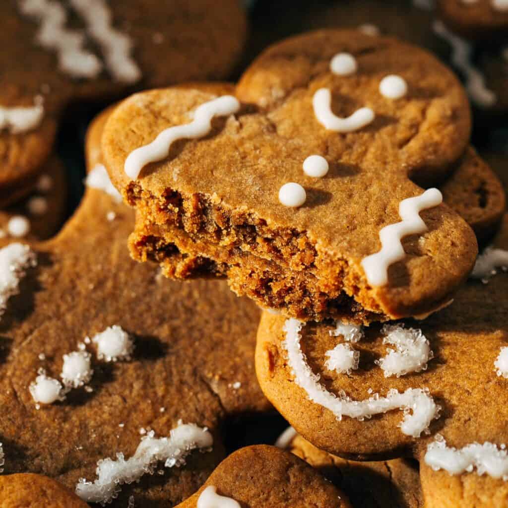 the inside of a chewy gingerbread cookie