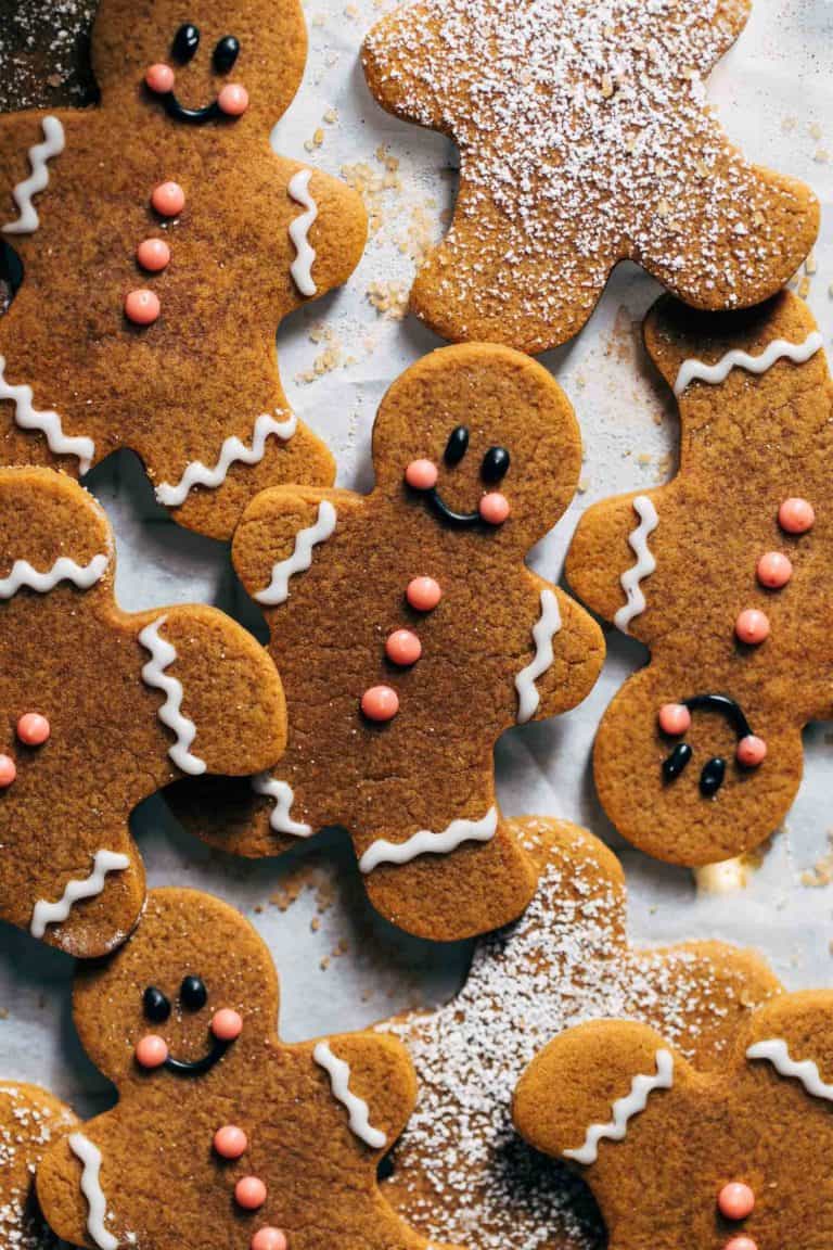 gingerbread cookies on parchment paper