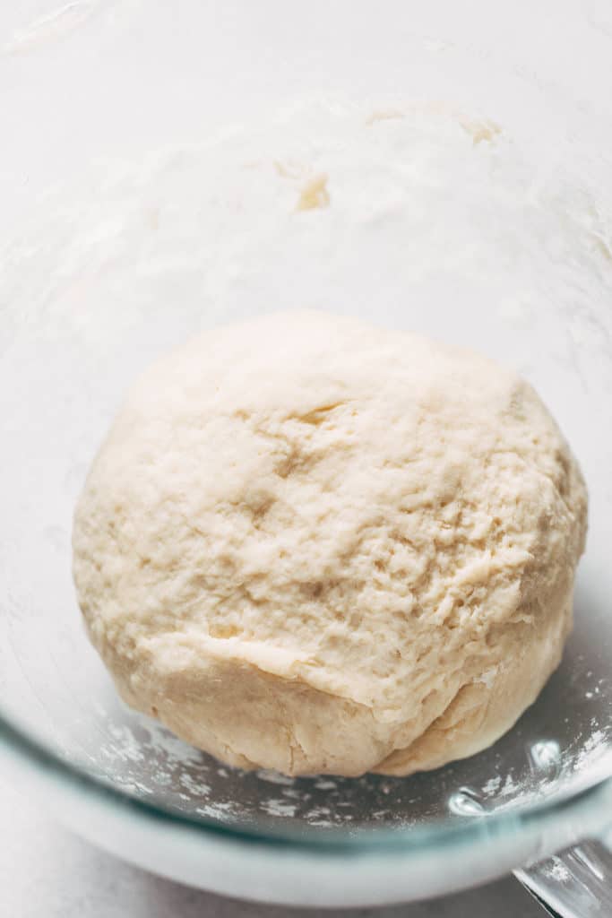 vegan dough resting in a bowl