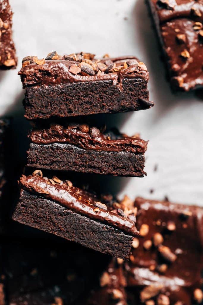 slices of chickpea brownies on their side