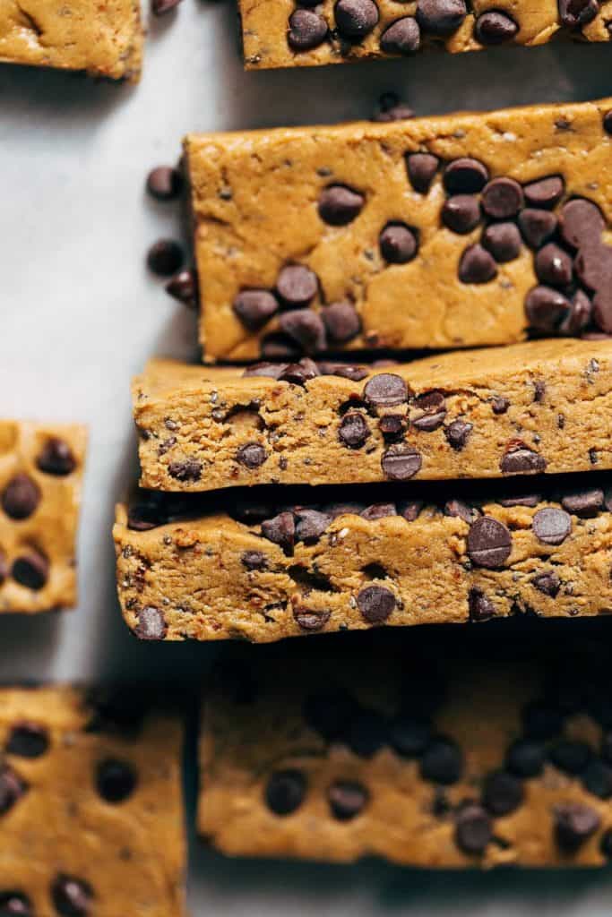 close up on the texture of homemade protein bars