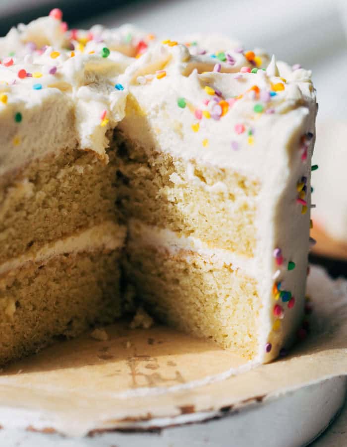 inside a sliced vanilla cake