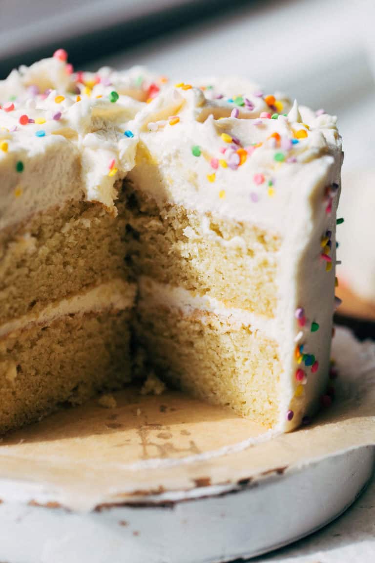 inside a sliced vanilla cake