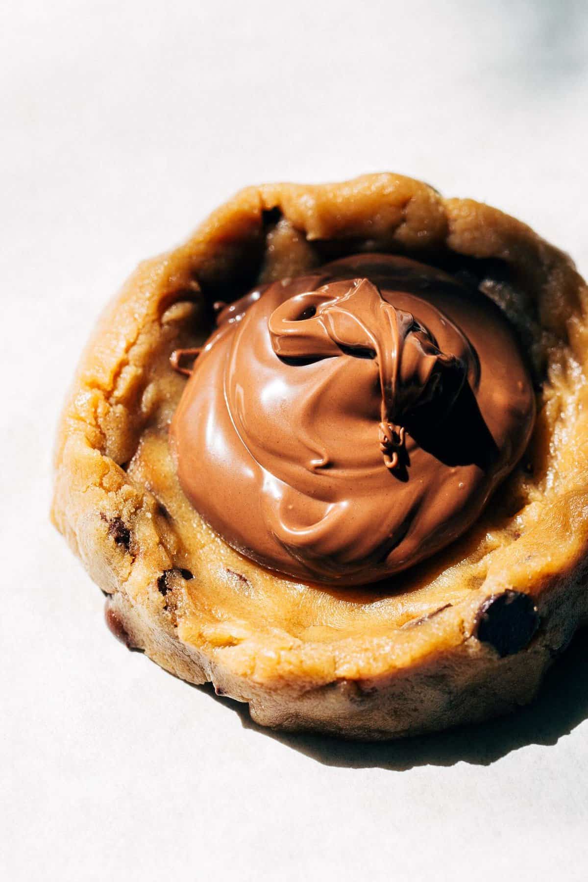 cookie dough with a dollop of Nutella on top