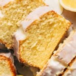 a slice of lemon loaf cake