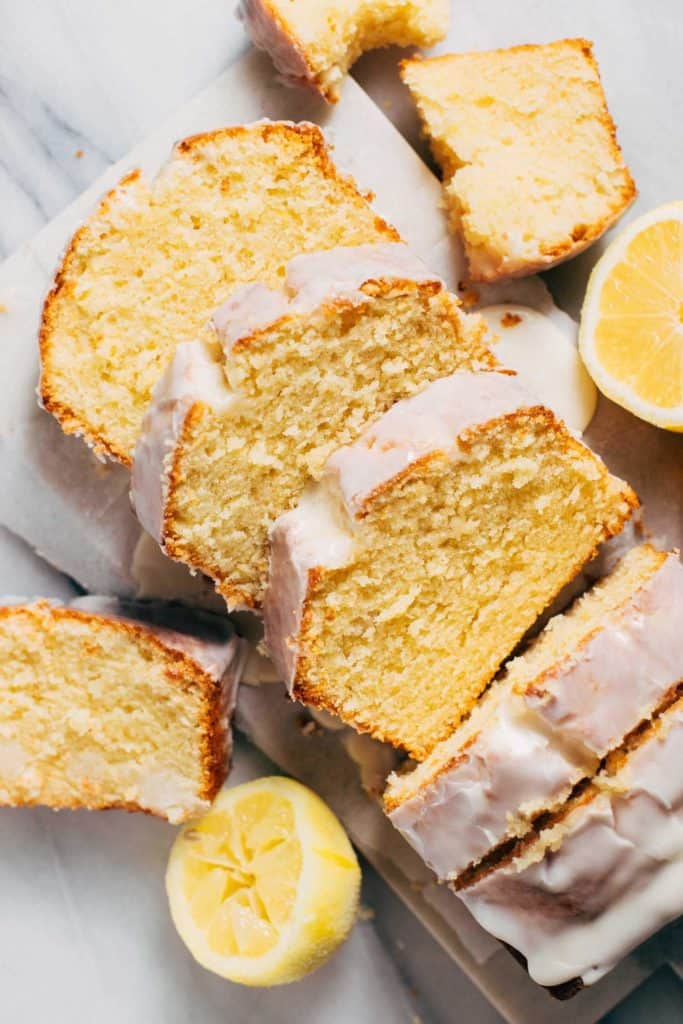 a sliced lemon loaf cake