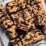 scattered slices of chocolate chip cookie bars