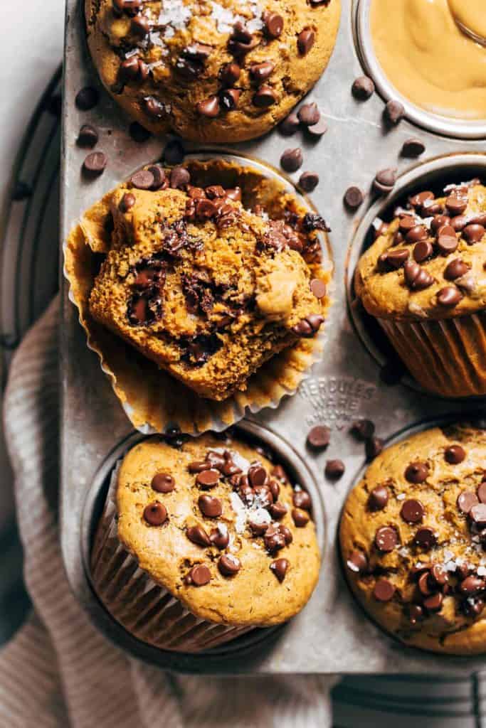 close up on the tops of zucchini muffins