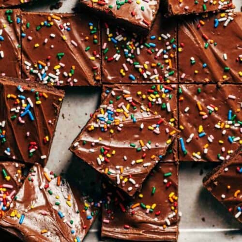 the tops of slices of lunch lady brownies