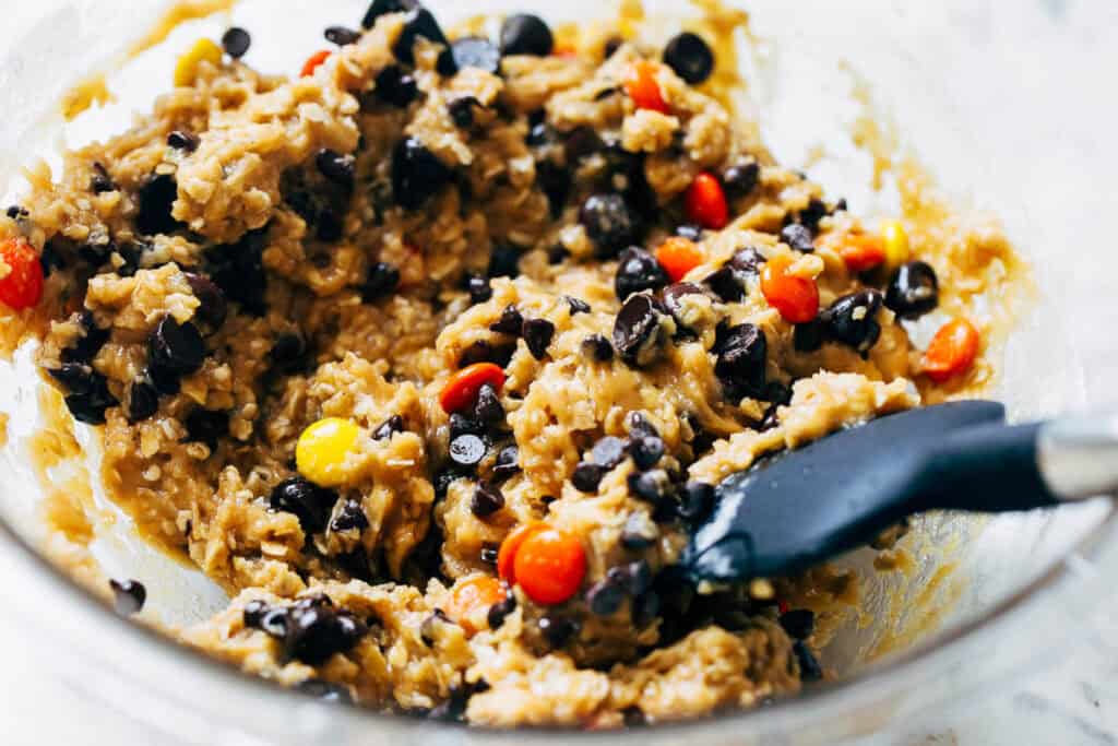 process shot mixing monster cookie dough