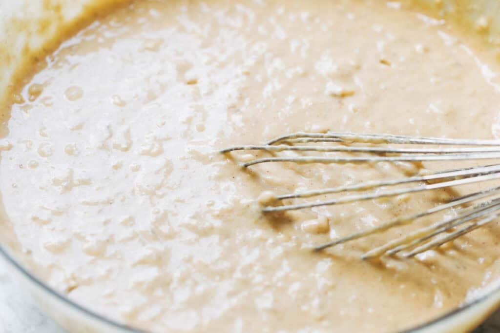 banana cake batter in a bowl