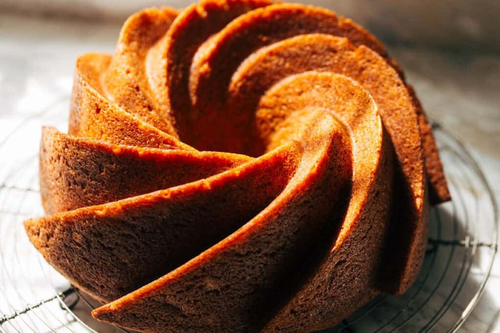 a banana bundt cake removed from the pan