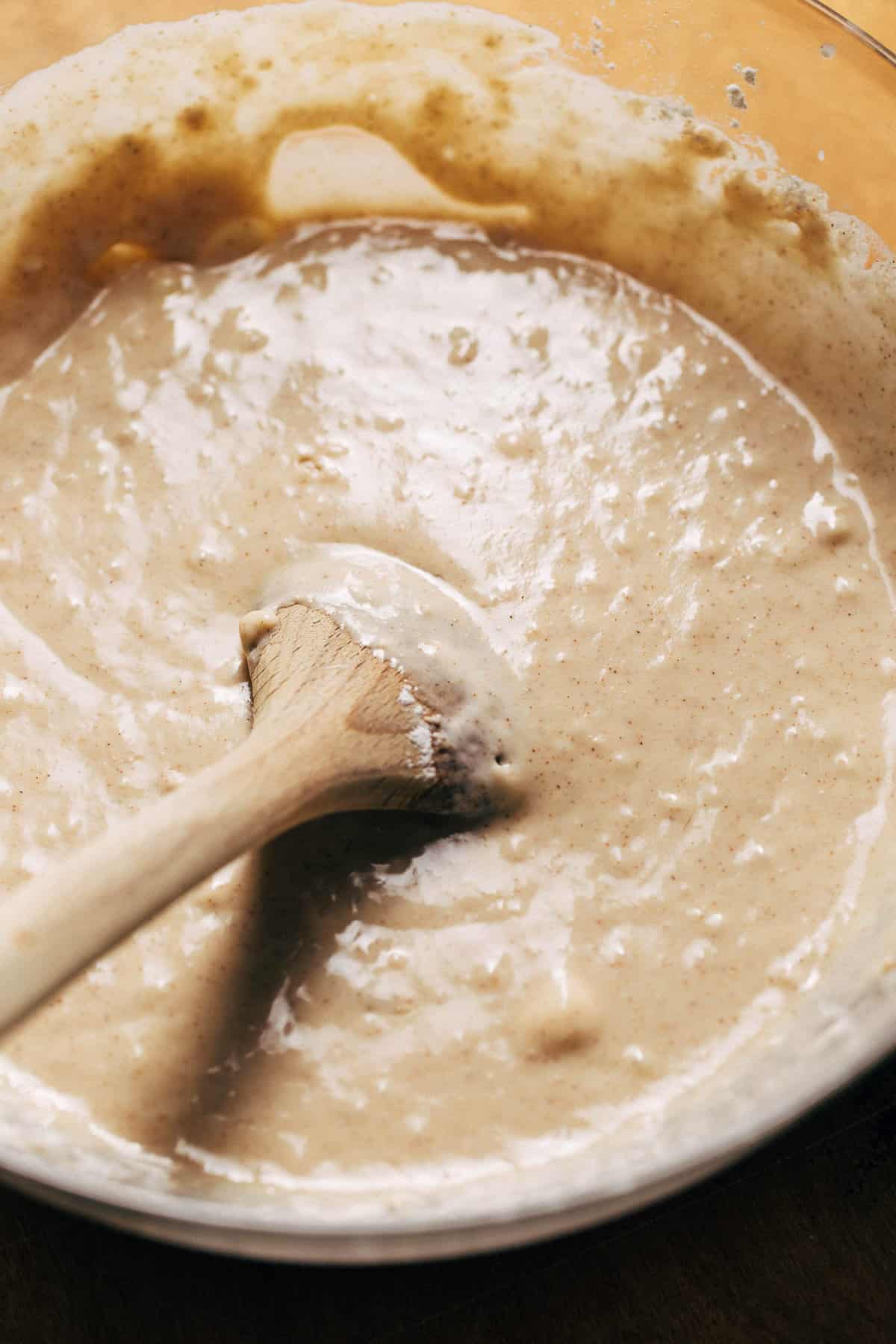 a bowl of dough mix before adding more flour