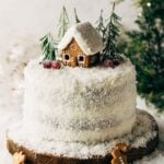 gingerbread cake covered in shredded coconut